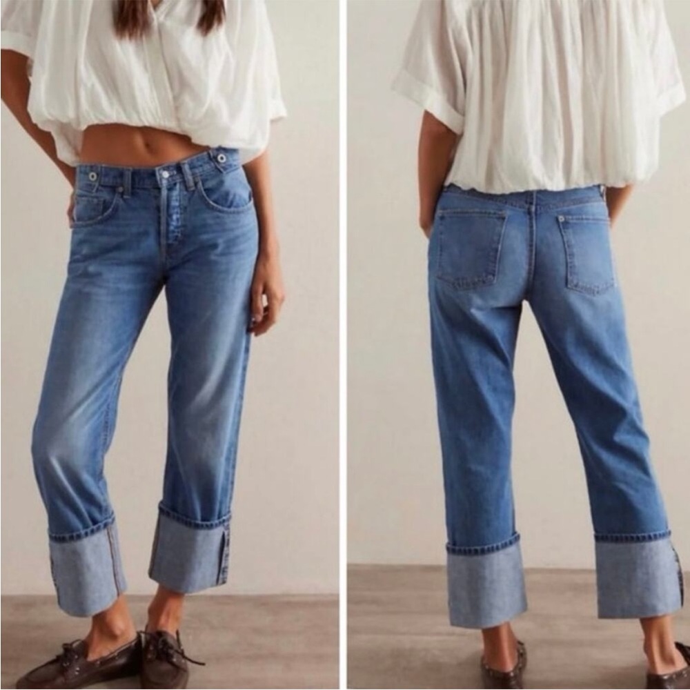 We The Free Slim Shade Selvedge Jeans True Blue Size 24 NEW Straight Leg